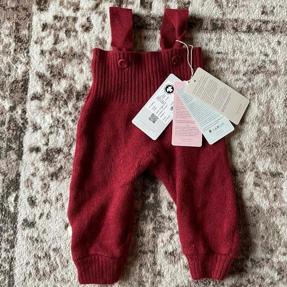 NWT DISANA organic wool overall trousers 3-6 months BORDEAUX made in Germany